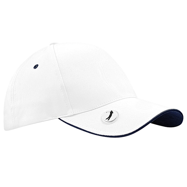 Beechfield Pro-Style Ball Mark Golf Baseball Cap / Headwear One White/French Navy One Size