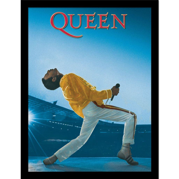 Queen Live At Wembley inramad affisch 40cm x 30cm Blå Blue 40cm x 30cm