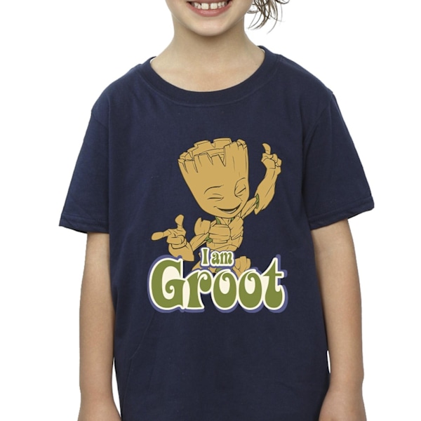 Guardians Of The Galaxy Girls Groot Dancing Bomull T-shirt 12-1 Navy Blue 12-13 Years