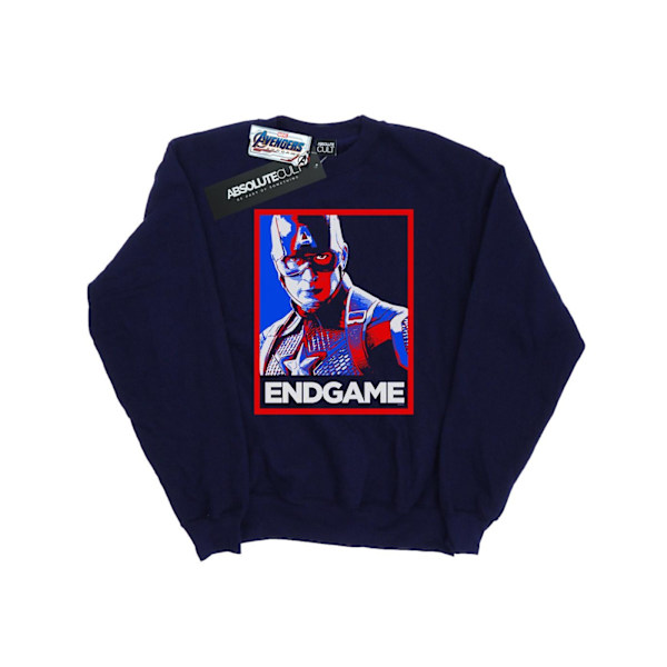 Marvel Womens/Ladies Avengers Endgame Captain America Poster Sw Navy Blue L