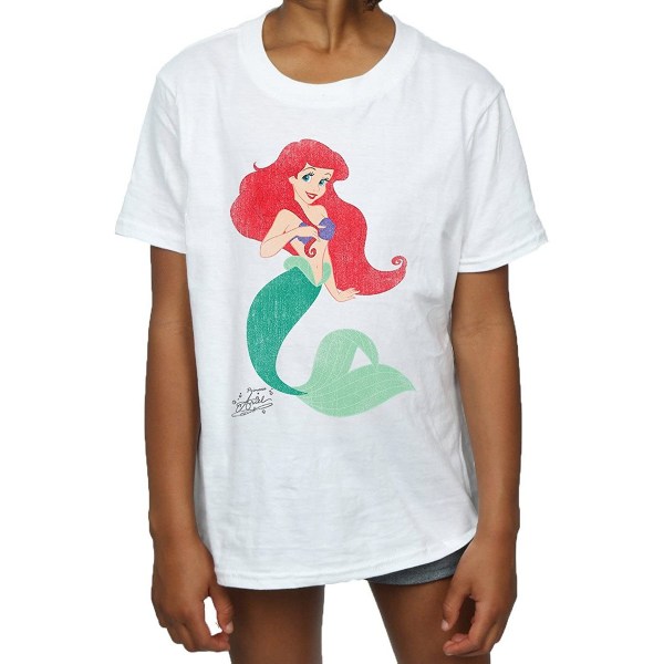 Disney Princess Girls Ariel Cotton Klassisk T-shirt 7-8 år Wh White 7-8 Years