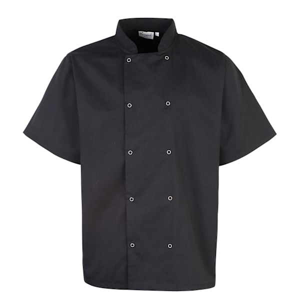 Premier Unisex Adult Stud Front Short-Sleeved Chef Jacket L Bla Black L