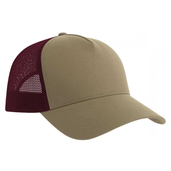 Atlantis Rapper 5 Panel Bomull Hållbar Truckerkeps En Storlek Khaki Brown/Burgundy One Size