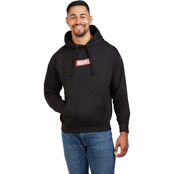 Marvel Mens Box Logo Hoodie L Svart Black L