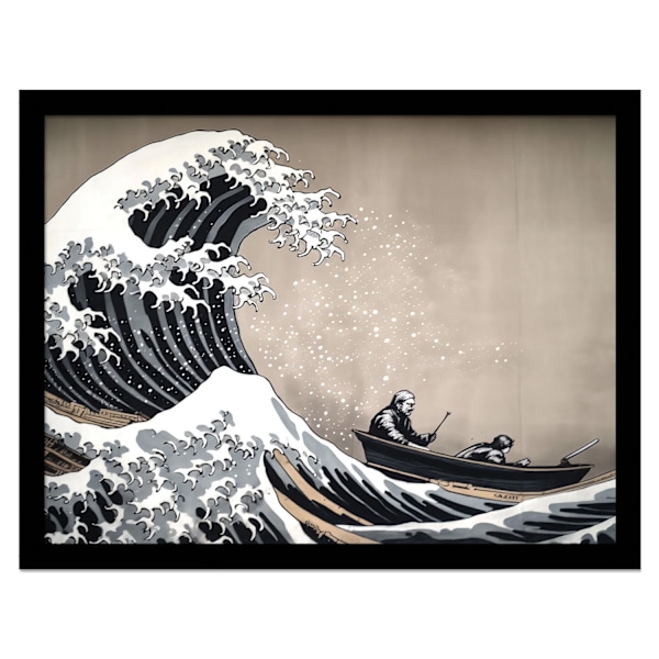 Wave Collection Graffiti Wave Inramad Poster 40cm x 30cm Grå/Brun Grey/Brown 40cm x 30cm