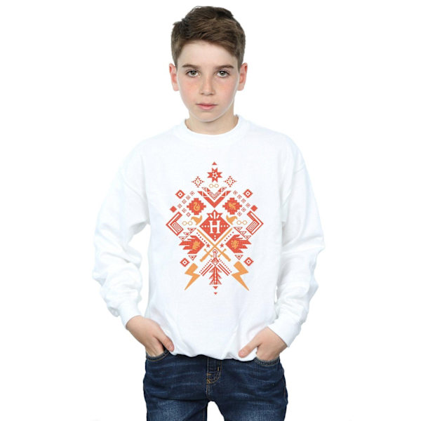 Harry Potter Pojkar Jul Fair Isle Sweatshirt 7-8 År Vit White 7-8 Years