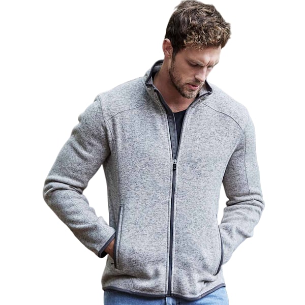 Tee Jays Herr Stickad Outdoor Fleece Jacka M Grå Melange Grey Melange M