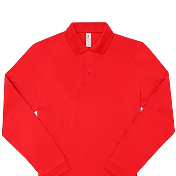 B&C Herr My Long-Sleeved Polo Shirt XXL Röd Red XXL