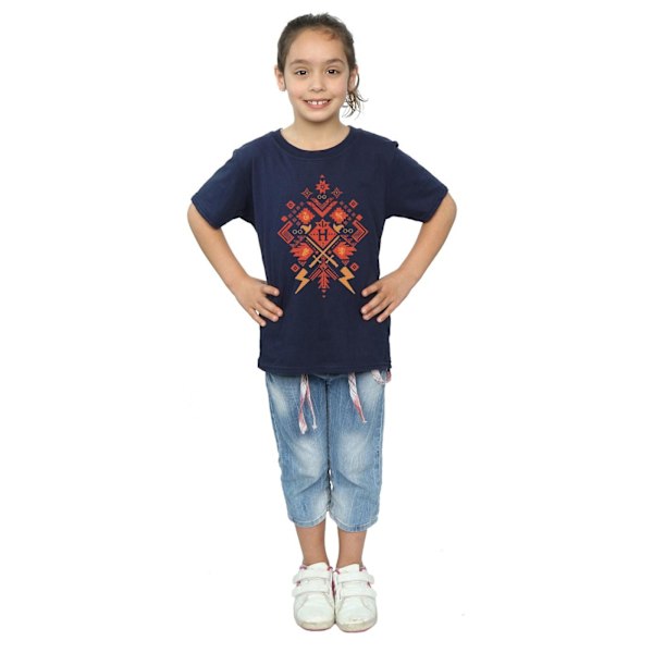 Harry Potter flickor jul Fair Isle bomull T-shirt 5-6 år Navy Blue 5-6 Years