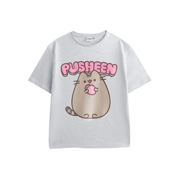 Pusheen Flickor Söt Bubble T-shirt & Shorts Set 9-10 År Grå Grey Solid 9-10 Years