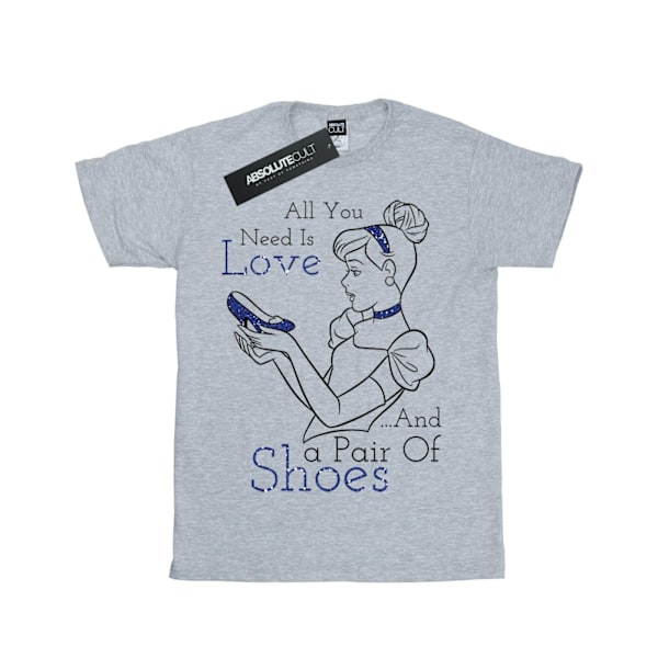 Disney Princess Girls All You Need Is Love Bomull T-shirt 5-6 år Sports Grey 5-6 Years