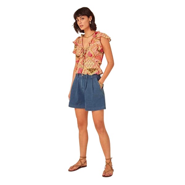 Nobody´s Child Dam Blommig V-ringad Kortärmad Blus Multicoloured 14 UK