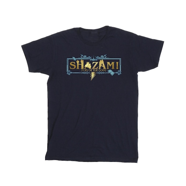 DC Comics Girls Shazam Fury Of The Gods Golden Logo Bomull T-shirt Navy Blue 3-4 Years