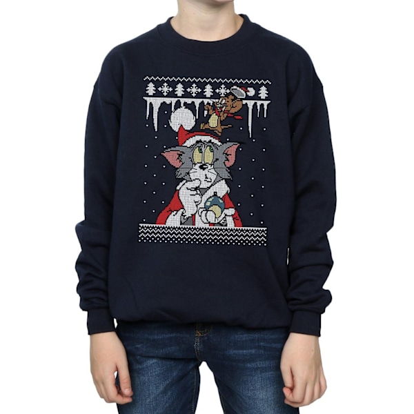 Tom And Jerry Pojkar Jul Fair Isle Sweatshirt 12-13 År N Navy Blue 12-13 Years