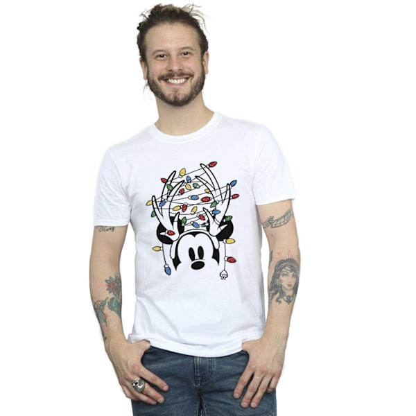 Disney Herr Mickey Mouse Jul Huvudlampor T-shirt 4XL Vit White 4XL