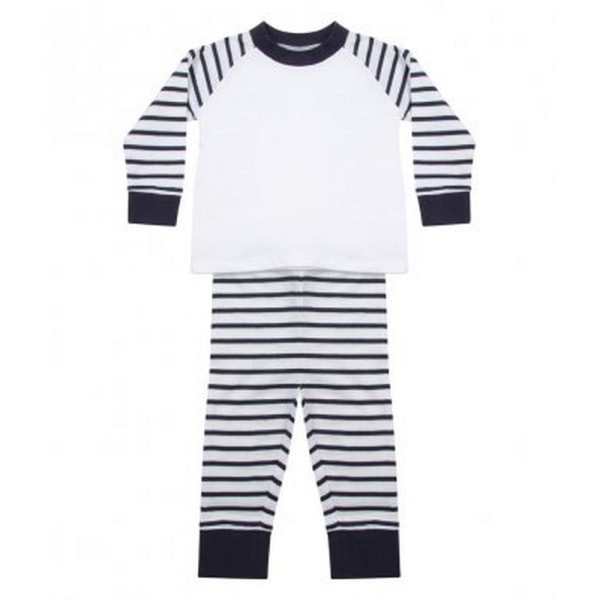 Larkwood Baby Boys/Girls Randiga Pyjamas 12-18 Månader Marinblå/Vit Navy/White 12-18 Months