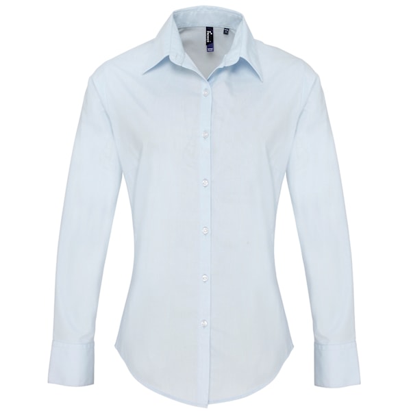 Premier Dam/Kvinnor Supreme Heavy Poplin Långärmad Arbetsskjorta Light Blue 22