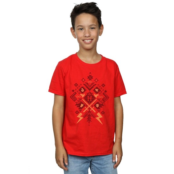 Harry Potter Pojkar Jul Fair Isle T-shirt 7-8 år Röd Red 7-8 Years
