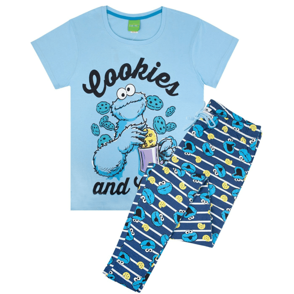 Sesame Street Dam/Dam Cookie Monster Pyjamas L Blå Blue L