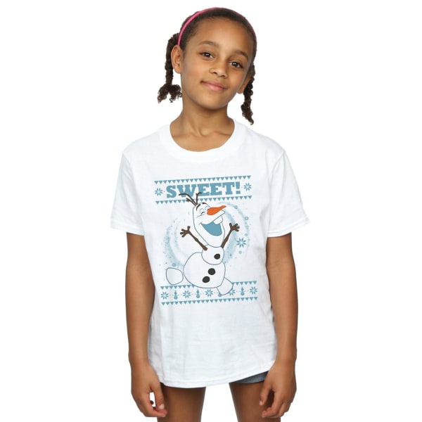 Disney Girls Frozen Olaf Sweet Christmas Cotton T-Shirt 7-8 Ja White 7-8 Years