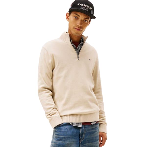 Tommy Jeans Herr Essential Quarter Zip Sweatshirt S Sand Sand S