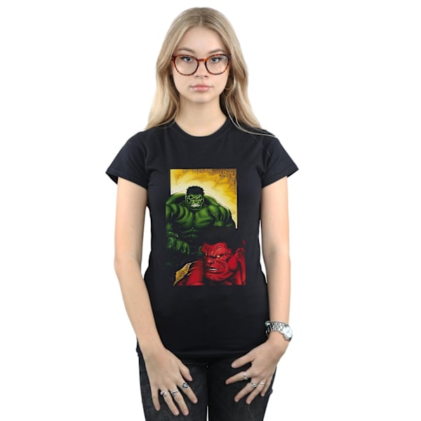 Marvel Dam/Kvinnor Röd Hulk Vs Grön Hulk Bomull T-Shirt L Svart Black L