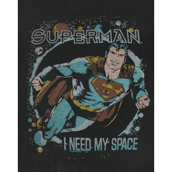 Junk Food Mens I Need My Space Superman T-Shirt L Svart Tryck Black Print L