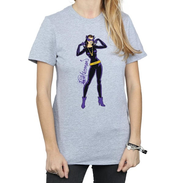 DC Comics Dam/Damer Catwoman Happy Pose Bomull Boyfriend T- Sports Grey L