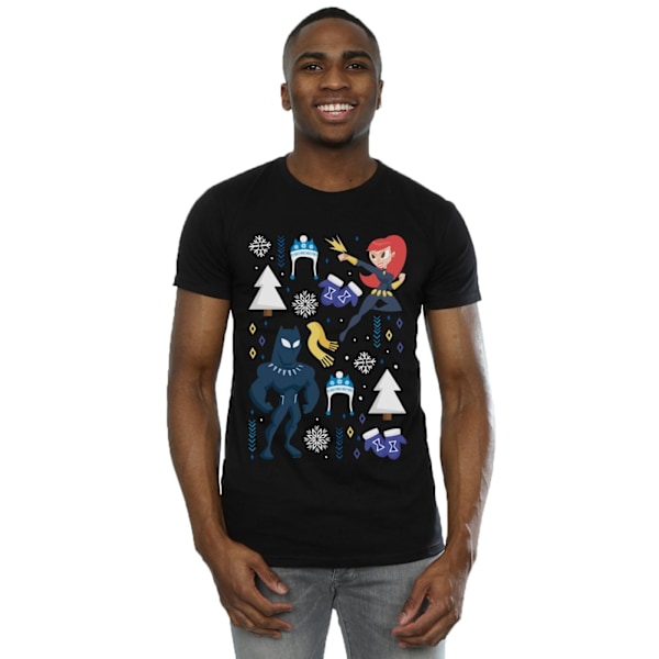 Marvel Herr Svart Panter Och Black Widow Juldag T-Shirt Black M