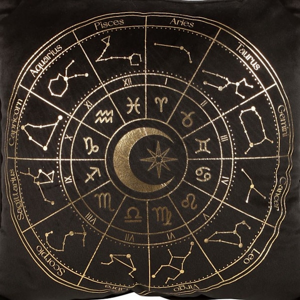 Något Annorlunda Astrologi Hjul Kvadratisk Kudde En Storlek Svart Black/Gold One Size