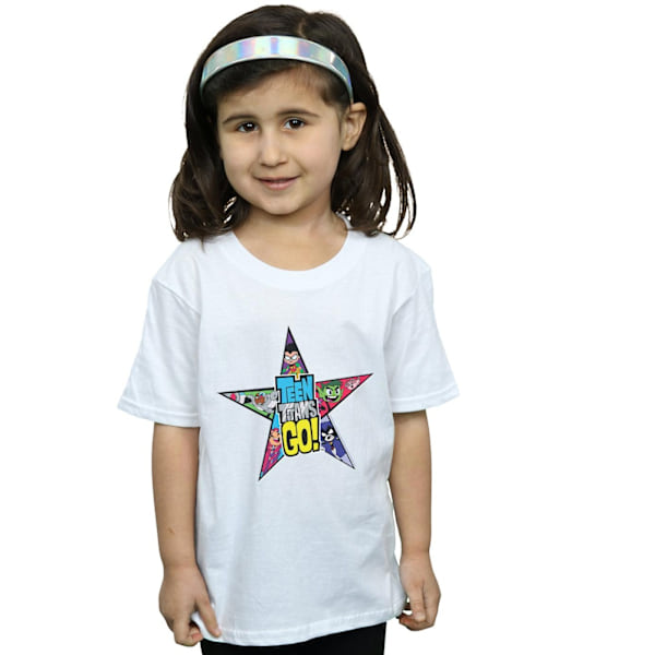 DC Comics Girls Teen Titans Go Star Logo Bomull T-shirt 7-8 år White 7-8 Years