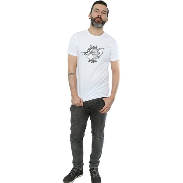 Tom och Jerry Herr Nope Face Bomull T-shirt M Vit White M