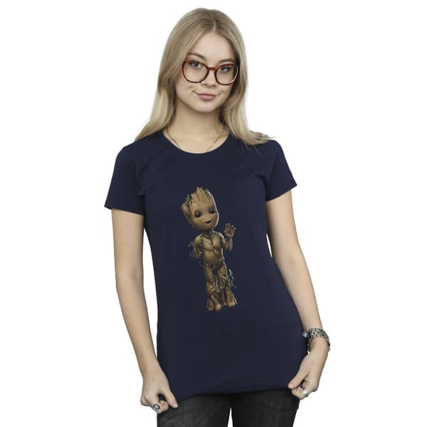 Marvel Dam/Dam I Am Groot Wave Pose T-shirt i bomull S Marinblå Navy Blue S