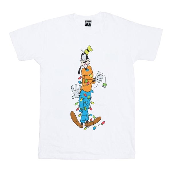 Disney Dam/Damer Goofy Julbelysning Bomull Boyfriend T- White 3XL