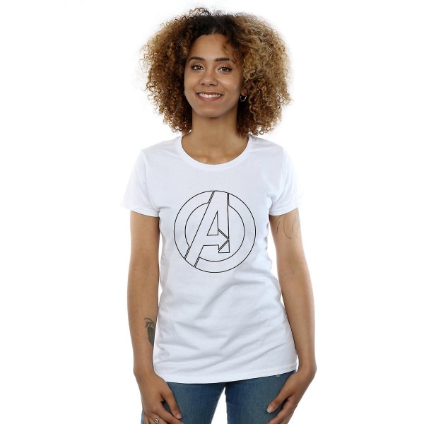 Marvel Avengers Womens/Ladies Outline T-shirt med logotyp i bomull M Bla Black/White M