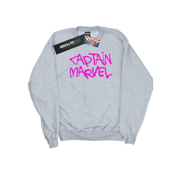 Marvel Dam/Kvinnor Captain Marvel Spray Text Sweatshirt M Spo Sports Grey M