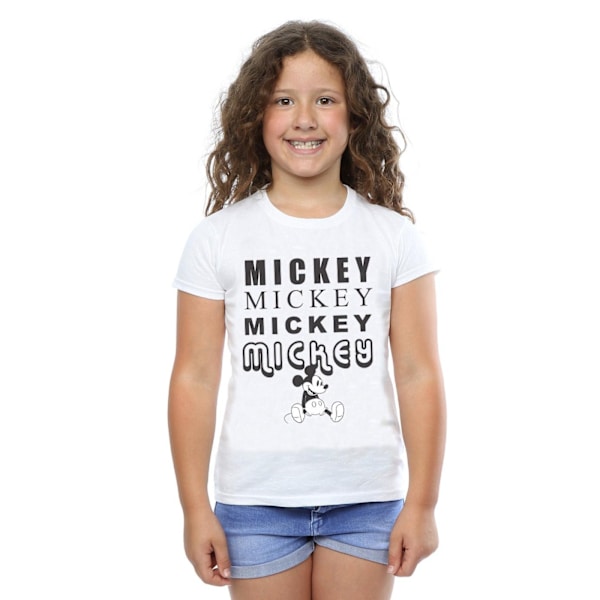 Disney Girls Mickey Mouse Sitting Bomull T-shirt 12-13 År Vit White 12-13 Years