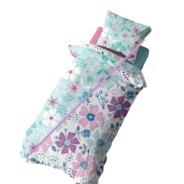 K Collection Rotary Floral Panelled Påslakanset Enkel Multicolou Multicoloured Single