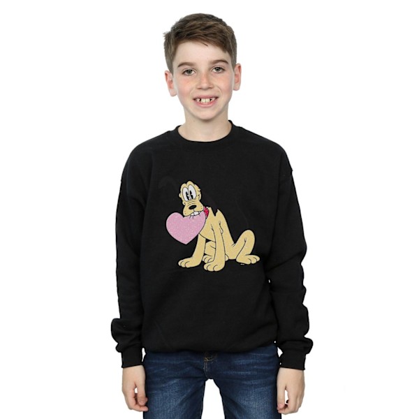 Disney Boys Pluto Love Heart Sweatshirt 7-8 år Svart Black 7-8 Years