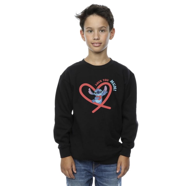 Disney Boys Lilo & Stitch Love You Mum Sweatshirt 9-11 år Blå Black 9-11 Years
