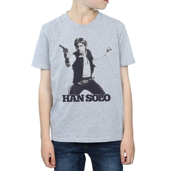 Star Wars Boys Han Solo Retro Photo T-Shirt 12-13 år Sport Sports Grey 12-13 Years