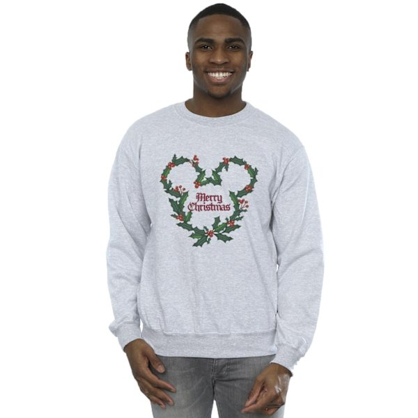 Disney Herr Mickey Mouse God Jul Holly Sweatshirt 5XL S Sports Grey 5XL