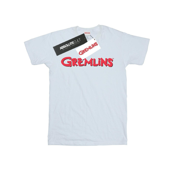 Gremlins dam/dam textlogotyp bomull pojkvän T-shirt XXL W White XXL