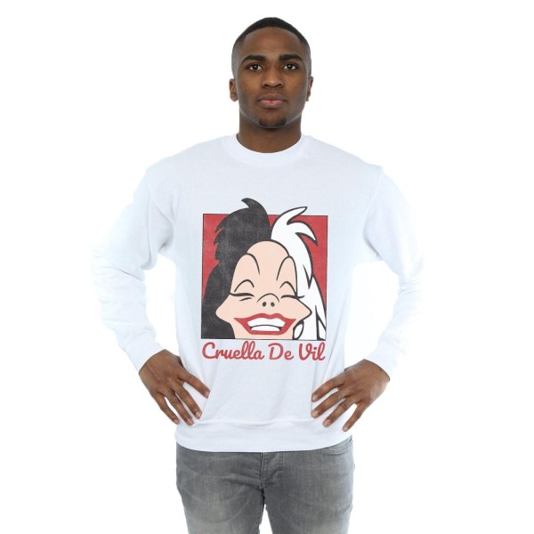 Disney Mens Cruella De Vil Sweatshirt med beskuret huvud 3XL Vit White 3XL