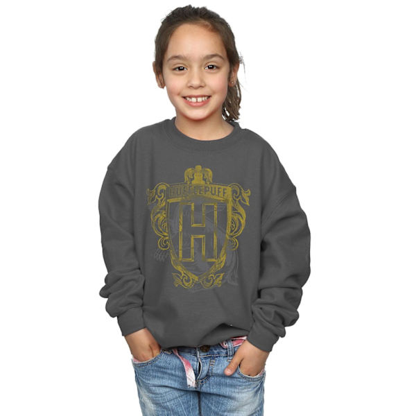 Harry Potter Flickor Hufflepuff Grävling Vapen Tröja 7-8 År Charcoal 7-8 Years