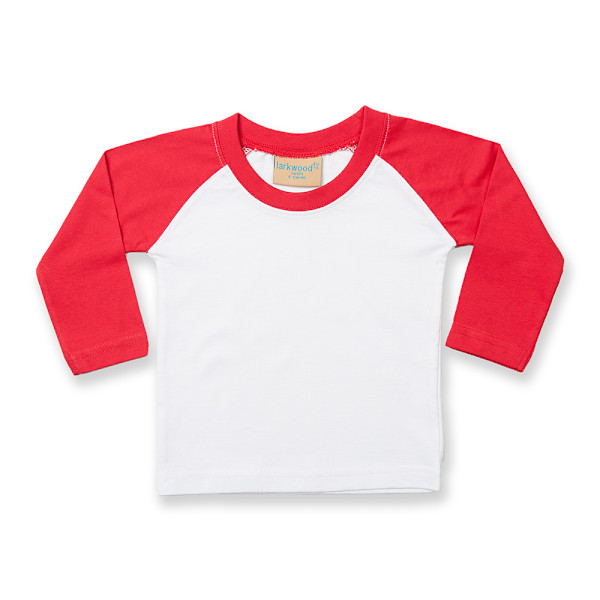 Larkwood Baby Long Sleeved Baseball T-Shirt 18-24 Månader Vit/ White/Red 18-24 Months