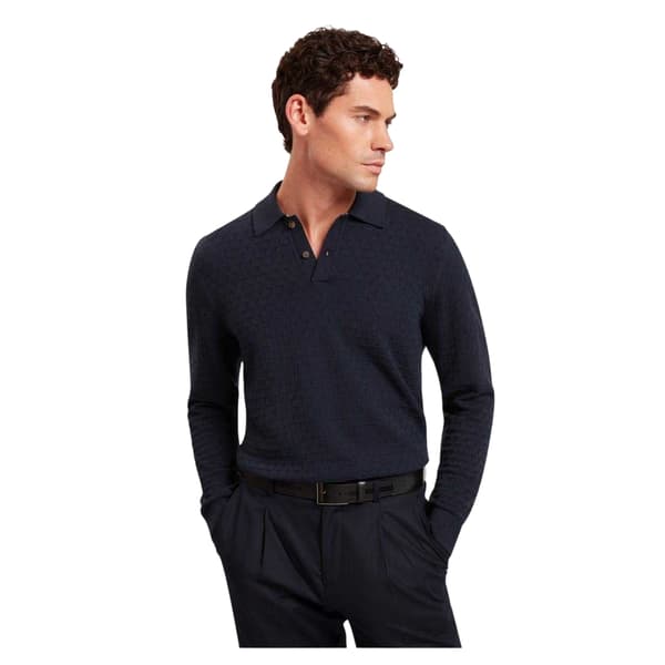 Ted Baker Pikétröja för män kortärmad L Marinblå Navy L