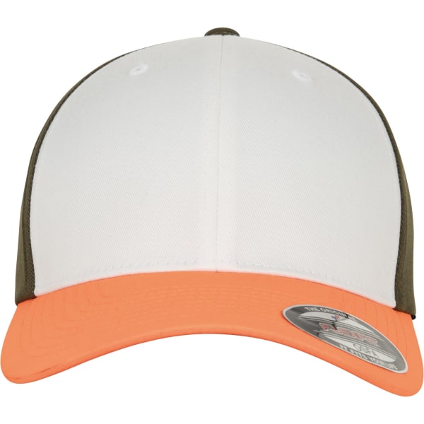 Flexfit från Yupoong 3-tons cap L/XL Neon Orange/Vit/Oliv Neon Orange/White/Olive L/XL