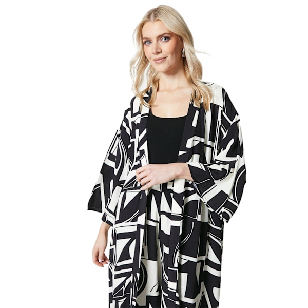 Principles Dam/Kvinnor Geometrisk Longline Kimono 10 UK Svart/ Black/White 10 UK