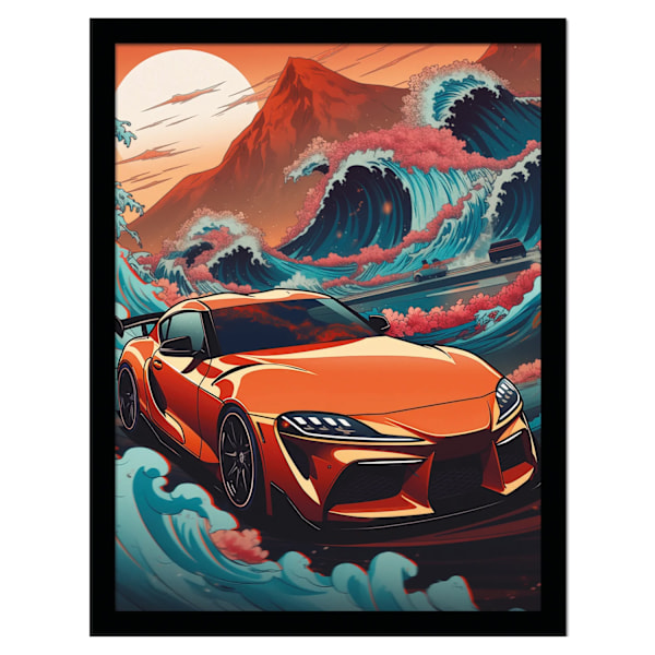 Wave Collection Wave Cars Zupra Inramad Poster 30cm x 40cm Orang Orange/Blue 30cm x 40cm